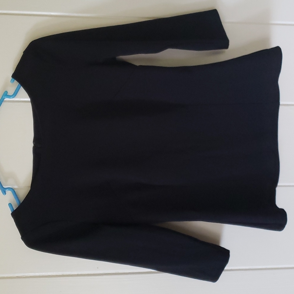 Ann Taylor Womens Black Paneled Textured 3/4 Sleeve Top S